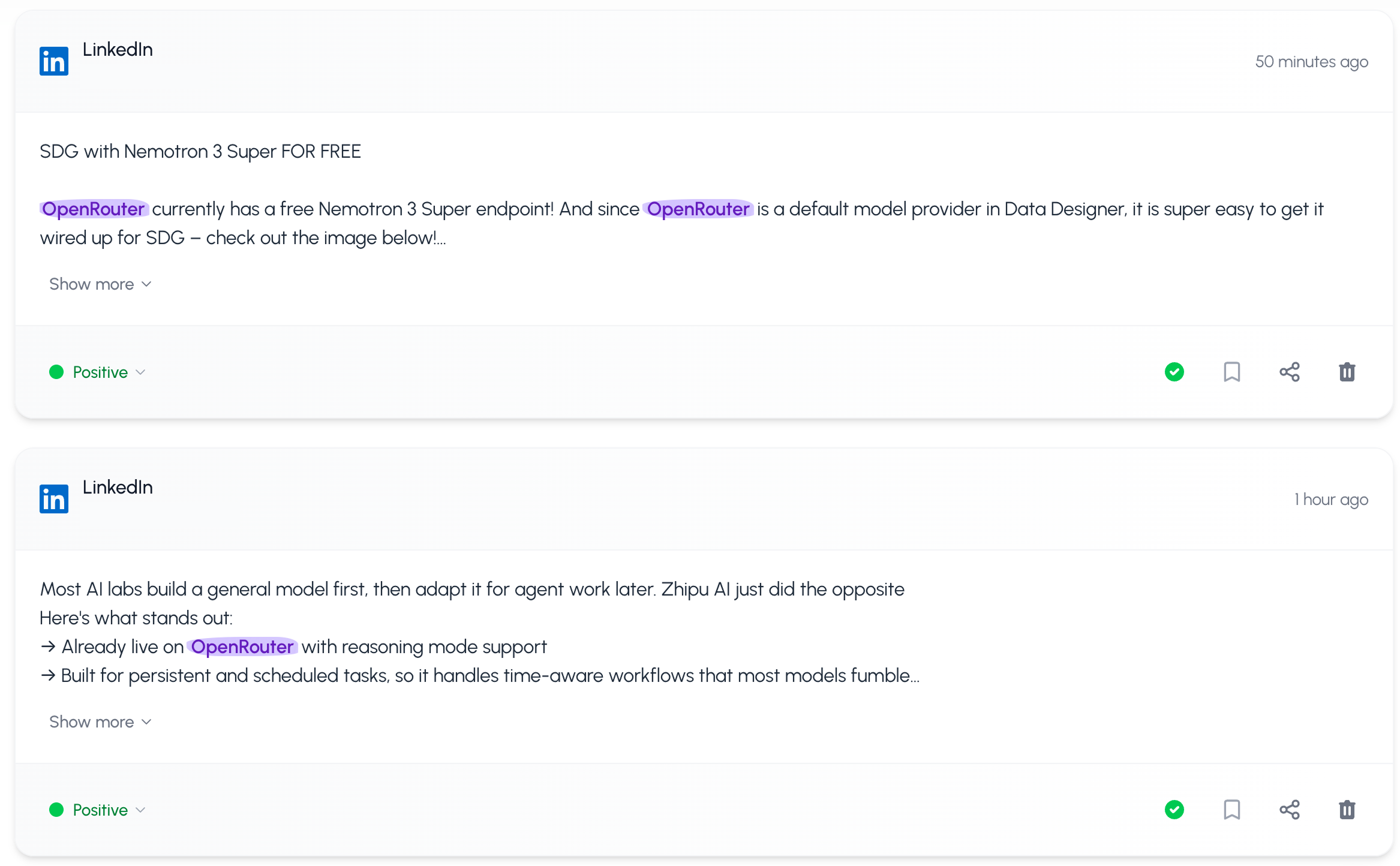 Mentions feed of MentionTracking