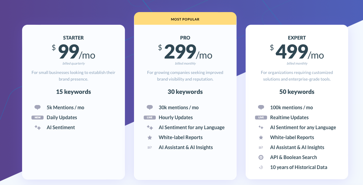 Pricing of Brandmentions