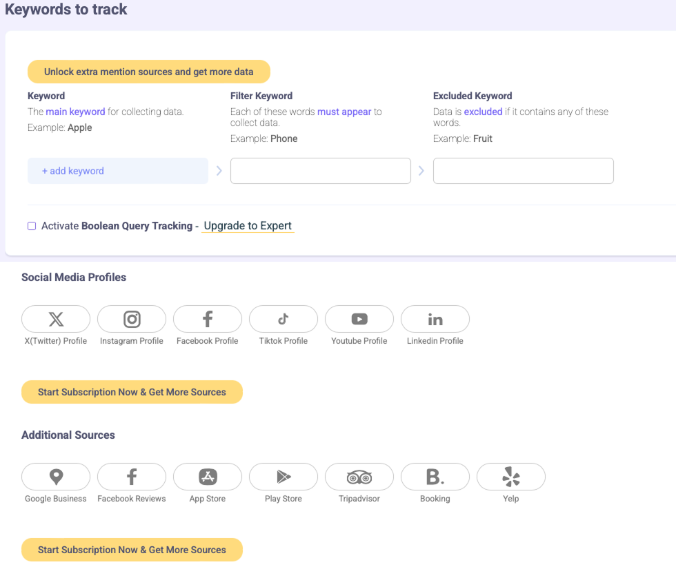 Setup Keywords on Brandmentions